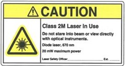 Caution - Class 2M Laser in Use