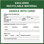 Custom Excluded Recyclable Material Label (ERM) w/ EPA ID Line
