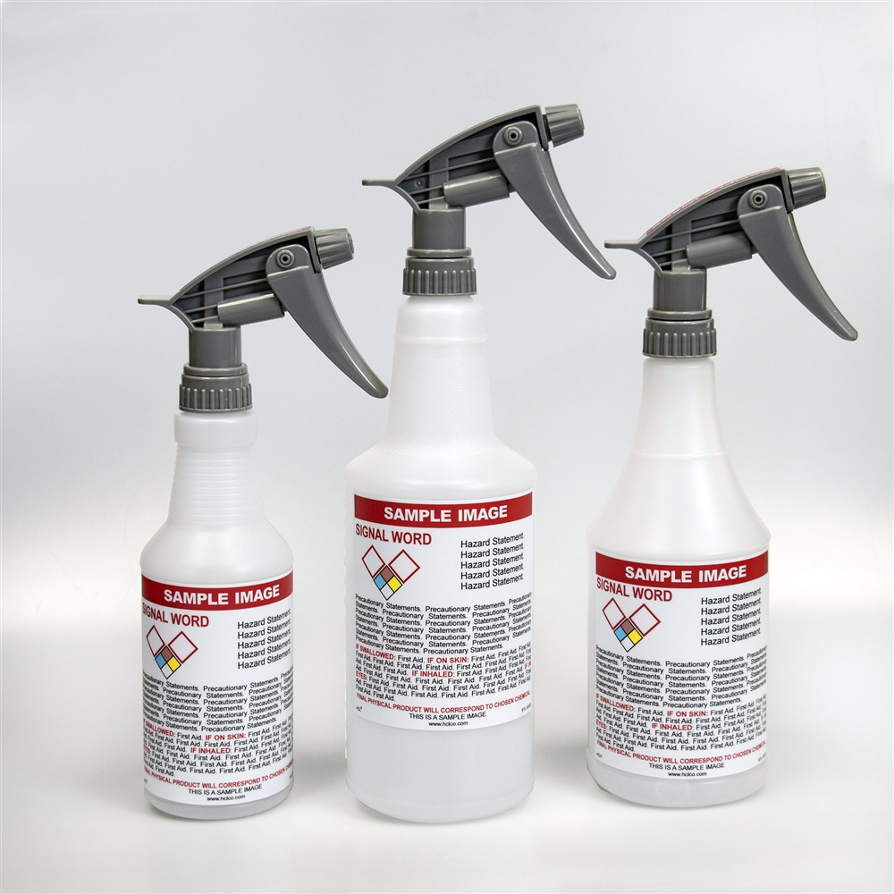 HCL Labels Pre-Labeled GHS Spray Bottles - Custom (Send in your SDS) 