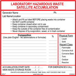 Custom Satellite Accumulation Labels With Waste Stream/Profile Identification