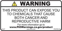 Consumer Product Warning Prop 65 Label