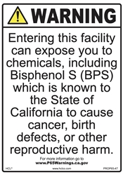 BPS Bisphenol S (BPS) Proposition 65 Label