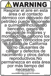 Prop 65 Sign - Service Station 10" x 14" (Spanish)