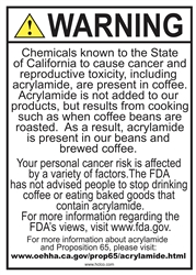 California Coffee Proposition 65 Sign