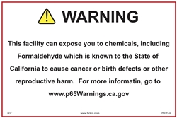 Proposition 65 Sign Formaldehyde