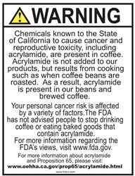 California Coffee Proposition 65 Sign