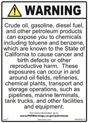 Petroleum/Facilities/Equipment Prop 65 Sign