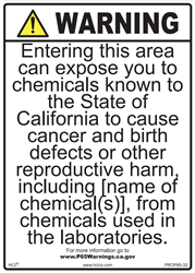 Laboratory Prop 65 Sign