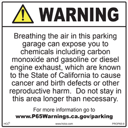 Parking Areas Proposition 65 Sign