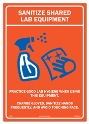 Sanitize Shared Lab Equipment - 7" x 10" Vinyl Sign