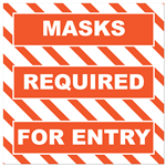 Masks Required for Entry - Building Back and Side Doors Floor Sign - 18â€ x 18â€ Non-Slip Floor Sign