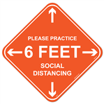 Please Practice 6 Feet Social Distance - 12" Circle Floor Sign on ASTM D-2047 Certified Non-Slip Material