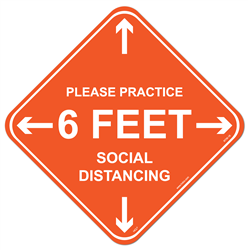 Please Practice 6 Feet Social Distance - 12" Circle Floor Sign on ASTM D-2047 Certified Non-Slip Material