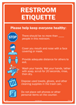 Restroom Etiquette - Social Distance Sign for Restrooms - 10â€ x 14â€ Vinyl Signs w/ Residue Free Adhesive