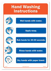 Hand Washing Instructions - To Be Placed on Restroom Mirrors Between Sinks - 7â€ x 10â€ Vinyl Label w/ Residue-Free Adhesive