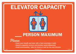 Elevator Capacity Person Maximum - For Each Floor at Elevator Stops - 10â€ x 7â€ Vinyl Sign w/ Residue Free Adhesive