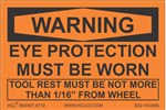 WarningEye Protection Must Be Worn Tool Rest Must Be Not More Than 1/16" From Wheel