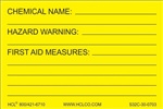 Chemical Name: (Write-In), Hazard WARNING: (Write-In), First Aid Measures (Write-In)