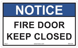 Notice Fire Door Keep Closed Label