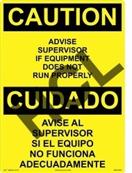 Caution Sign - Advise Supervisor If Equipment Doesn't Run