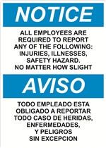 Notice Sign -  All Employees Are Required To Report (Bilingual)