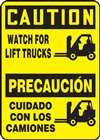 Caution Sign - Watch For Lift Trucks Bilingual