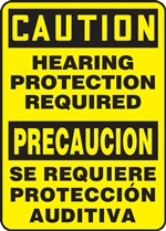 Bilingual Caution Sign - Hearing Protection Required