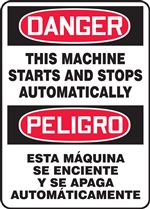 Danger Sign - This Machine Starts And Stops Automatically