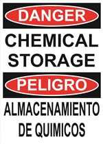 Danger Sign - Chemical Storage Bilingual (English/Spanish)