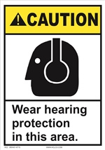 Caution Sign - Wear Hearing Protection In This Area With Graphic
