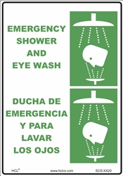 Safety Sign - Emergency Shower And Eyewash (Bilingual)