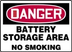 Danger Sign - Battery Storage Area No Smoking