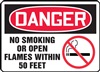 Danger Sign - No Smoking Or Open Flames Within 50 Feet