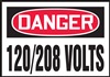 Danger Sign - 120/208 Volts