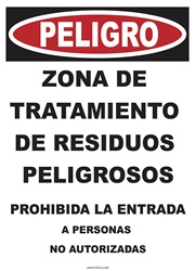 Danger Sign - Hazardous Waste Treatment Area (Spanish)