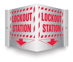 Safety Sign - Lockout Station (Brushed Aluminum)