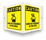 Caution Sign -  Hard Hat Required In This Area Projecting