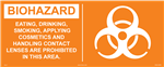 Biohazard Label - No Eating, Drinking, Smoking