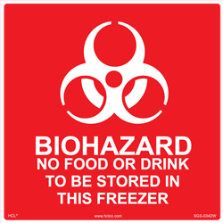 Biohazard Label - No Food in Freezer Label
