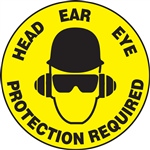 Floor Sign - Head Ear Eye Protection Required