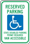 Reserved Handicapped Van Accessible Parking Sign