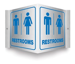 Restrooms (Brushed Aluminum) Projecting Sign