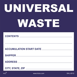 Universal Waste Label | HCL Labels