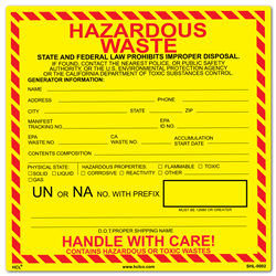 Hazardous Waste Self-Laminating Adhesive Vinyl Label