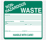 Non Hazardous Waste Pinfed Tyvek Label