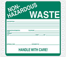 Non Hazardous Waste Pinfed Tyvek Label