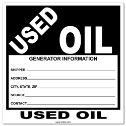 Used Oil Label - Write In