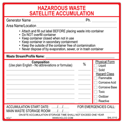 New Satellite Accumulation Label | HCL Labels, Inc