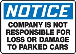 Notice Sign -  Company Is Not Responsible  | HCL