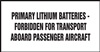 Primary Lithium Batteries Shipping Label | HCL